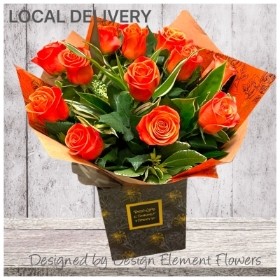 Luxury Orange Rose Hand tied